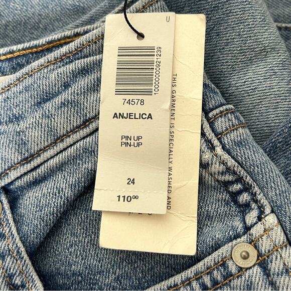 Aritzia Denim Forum Angelica High Rise Slim Jeans Pin Up Wash Size 24 NWT - Picture 12 of 14